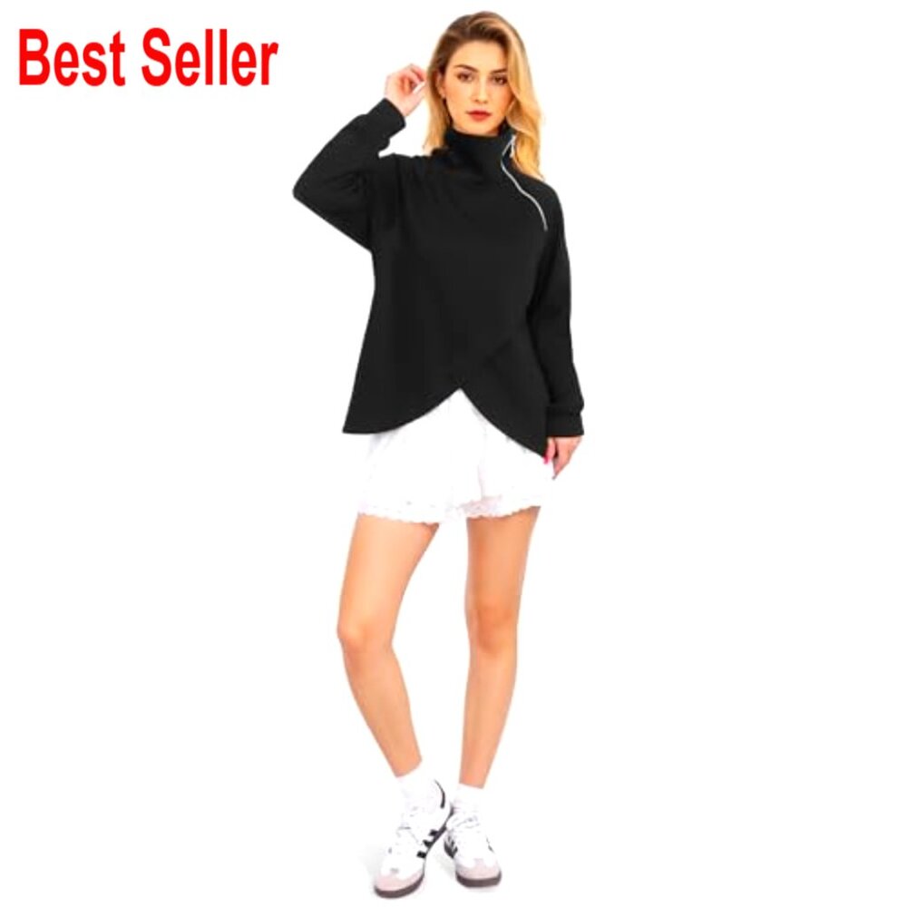 Lightweight Quarter Zip Pullover, Asymmetrical Ne… - image 4